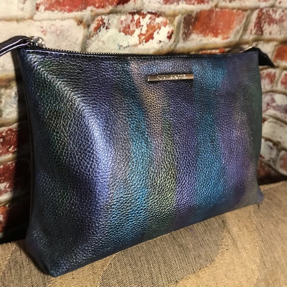 Steve Madden Metallic Rainbow Multi Colored Leather Clutch - Picture 10 of 16
